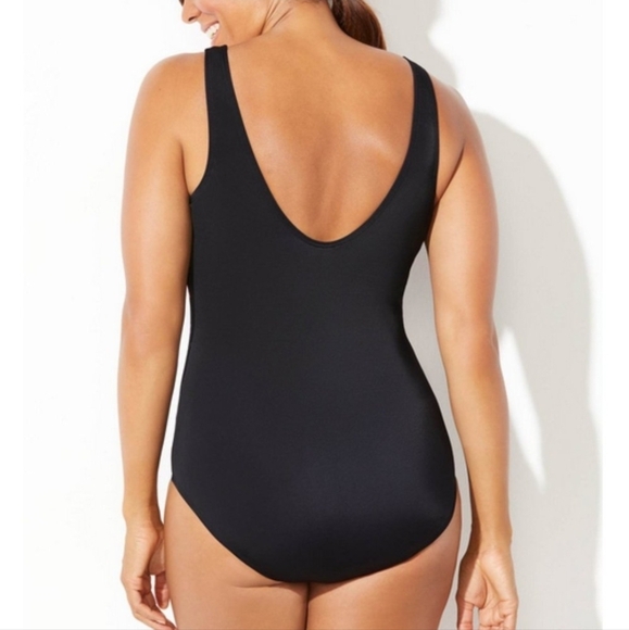 SWIMSUITS FOR ALL Floral Black One-Piece Tank Style Swimsuit - Plus Size 26 NWT - Picture 2 of 13